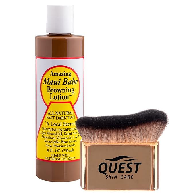 Amazing Maui Babe Browning Lotion 8oz - Maui Babe Tanning Lotion with Body Tanning Brush - Maui Tanning Lotion Kit