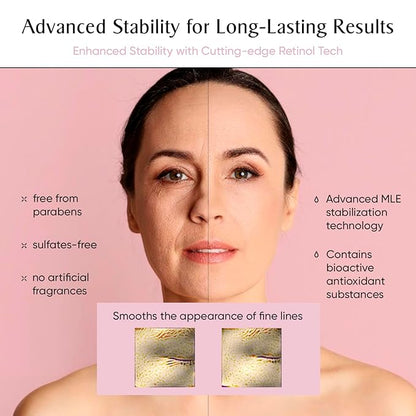 LYS by Misa Korean Retinol Serum for Face - Retinol, Bakuchiol & Tocopherol Formula - Enhances Firmness & Texture - Retinol for face & All Skin Types, Sensitive - Made in Korea