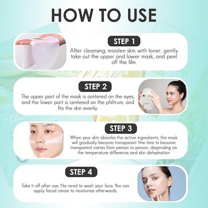 Face Sheet Mask | 3 Variants: Aloe Vera, Orange Vitamin C, Green Tea | Hydrating & Nourishing Skincare for Glowing Skin | Deep Moisture & Self-Care Beauty Sheets 12pcs