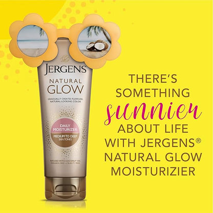 Jergens Natural Lotion, Medium to Deep Skin Tone, Daily Moisturizer with Antioxidants & Vitamin E, 7.5 oz
