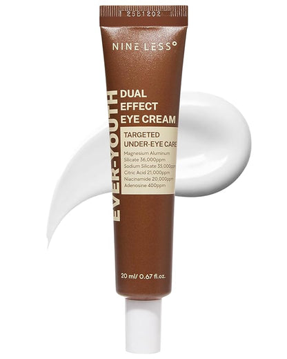 Ever-Youth Dual Effect Eye Cream Korean Skincare Instant Lifting Technology for Firm Eyes with Niacinamide Adenosine Hyaluronic Acid Ceramides for Fine Lines Bags Puffiness 0.5 fl oz