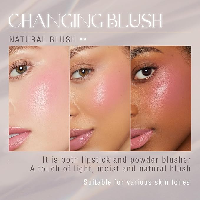 Color Changing Blush Stick for Cheeks Makeup,Clear Blush Natural Lightweight