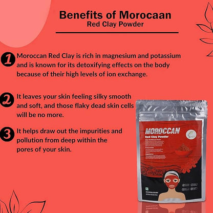 SVATV Red Moroccan Clay Powder | Red Clay | Skin care| Hair Mask | Face Scrub | Skin Care Detox -227 Gram, Half Pound, 8 Ounce