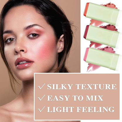 Cream Blush Stick with Brush,Waterproof Multi Cream Blush Skin D