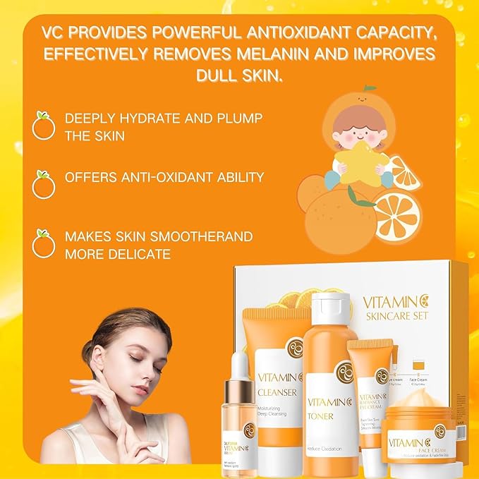 Vitamin C Skincare Set, 5Pcs Skincare Moisturizing