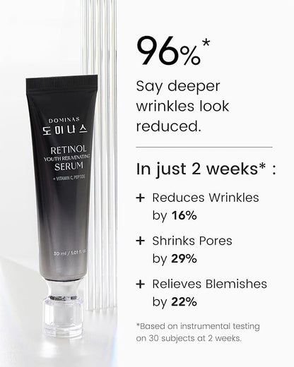 Korean Retinol Serum for Face (1fl oz) – Youth Rejuvenating Face Ampoule for Improving Fine Lines & Reducing Pigmentation, Skin Care for Day & Night Use. Vitamin C, Niacinamide, Peptide