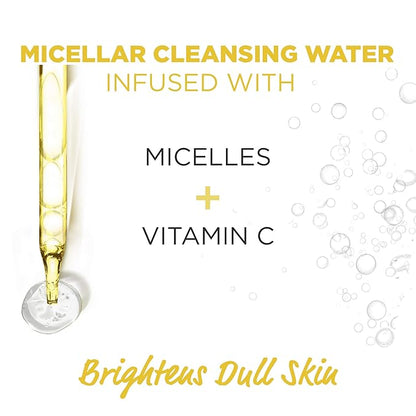 Garnier Micellar Water with Vitamin C, Facial Cleanser & Makeup Remover, Brightening & Hydrating, For All Skin Types, Vegan, Cruelty Free, 13.5 Fl Oz (400mL), 2 Count