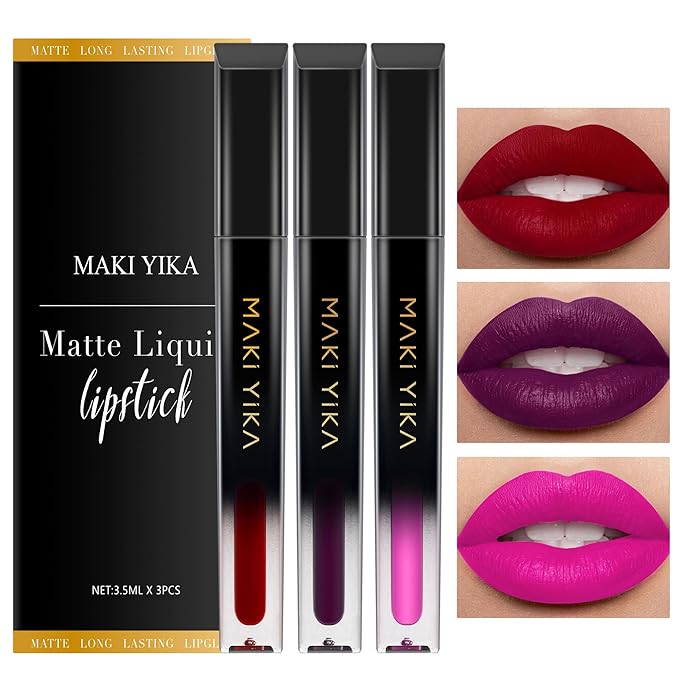 MAKI YIKA 3Pcs Matte Liquid Lipstick Makeup Set, Lipstick