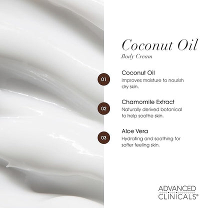 Advanced Clinicals Unscented Retinol Body Lotion & Face Moisturizer + Coconut Oil Body Cream For Women & Men | 2PC Skincare Set Helps Reduce Appearance Of Crepey Skin + Irritated Dry Skin, 2pc Set