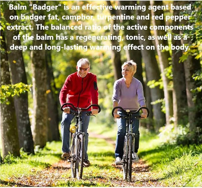 Badger Balm, Warming Massage Balm, Active Ingredients Badger Fat, Red Pepper, Natural Ingredient, Rejuvenating Properties, has a deep Warming and regenerating Effect, Improves Muscle Tone, 75