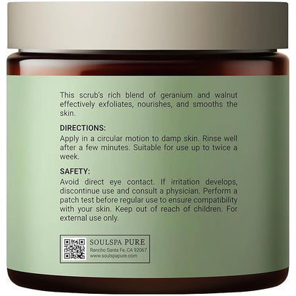 Geranium & Walnut Body & Foot Scrub | Nourishing & Smoothing Exfoliating Body Scrub for Enhanced Skin Texture, 10 oz