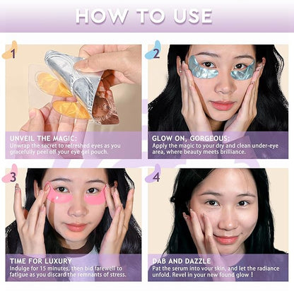 30 Pairs Eye Mask Skin care for Dark Circles, Puffy Eyes, Under eye Bags,Wrinkles&Super Vitamin C Serum For Women Over 70