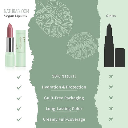 Vegan Lipstick (Peony) - Sensational One-Stroke Long Lasting Lipstick from Natural Oils & Butters Full-Coverage Lip Color with Shea Butter & Coconut Extact - Premium Hydrating Lipsticks