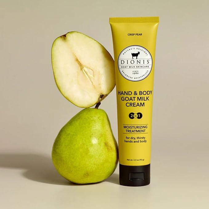 Dionis Goat Milk Skincare Scented Hand & Body Cream - Travel Size Lotion For Hydrating & Moisturizing Dry and Sensitive Skin, Cruelty Free, Paraben Free Made in The USA, Crisp Pear, 3.3 oz