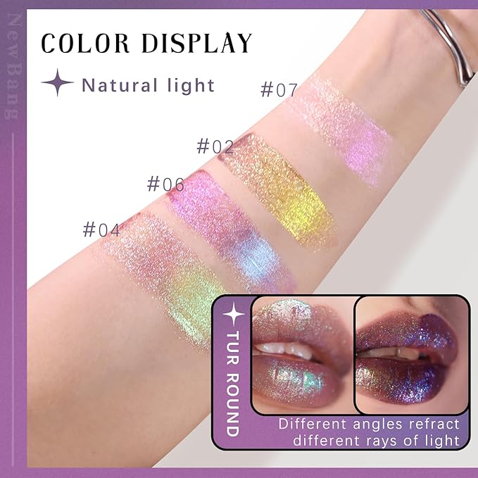 Glitter Chameleon Liquid Lipsticks, Diamond Shimmer Glow Metallic Glitter