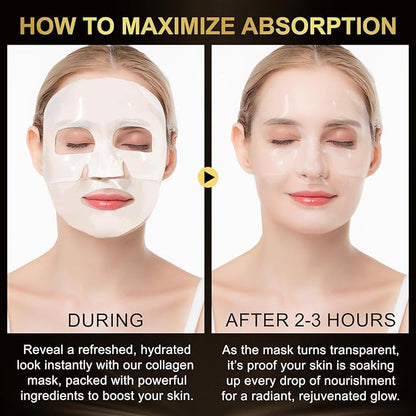 Advanced Snail Mucin Glass Glow Hydrogel Face Mask,Snail Mucin Serum Masks,Hydrating Collagen Face Masks Anti Wrinkle Deep Moisturizing Snail Mucin Masks Anti Aging for All Skin Types