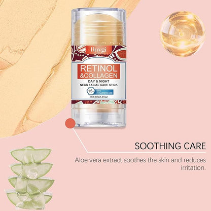 Retinol & Collagen Neck Facial Care Stick, Anti Aging Neck and Décolleté Firming Cream - Tighten and Hydrate Skin Day & Night Neck Tightening Cream Firm Repair Sagging Rejuvenates Skin