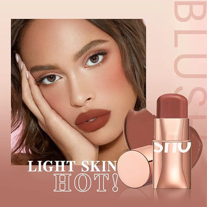 Cream Blush Stick for Cheeks Makeup, Waterproof Face Rose Red
