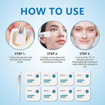 2025 New Zombie Facial Mask, Zombie Mask Facial, Hydrating Skincare Face Mask, Pore Tightening & Lifting Deep Cleansing Clay Mud Mask(1 Box 8Pcs)