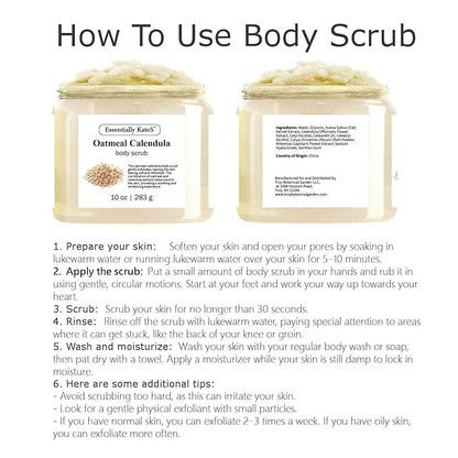 Oatmeal + Calendula Body & Foot Scrub 10 oz - Very Gentle, and Perfect for Sensitive Skin, for a complete spa-like experience - The best stocking stuffer.