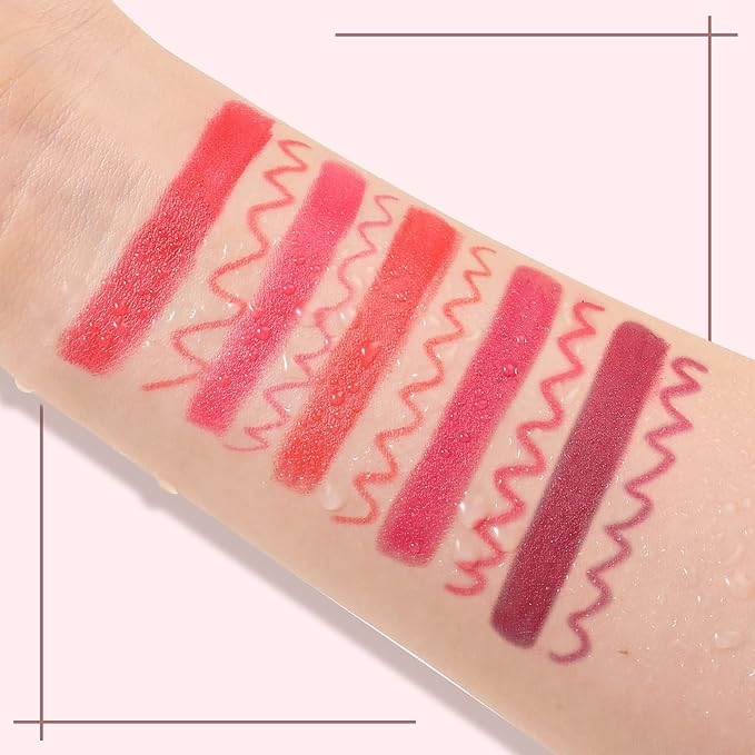 Boobeen 2 in 1 Double Head Lipstick & Lip Liner Makeup Set Matte Velvet Lipgloss Lipstick Creamy Lip Pencil for Women, Long-lasting and Non-smudge (#08)