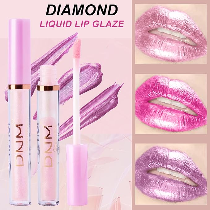 COOSA Glitter Liquid Lipsticks, Diamond Shimmer Metallic Plumping Glitter