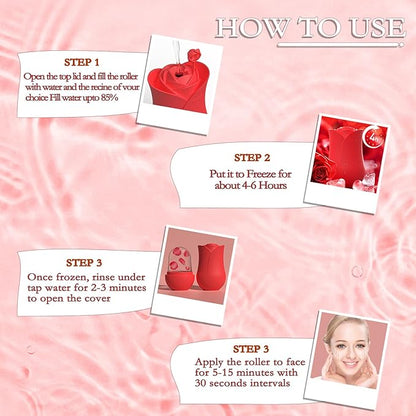 Ice Roller For Face，Cryo Cube Ice Roller For Facial And Eye,Skincare Tools,For Relieving Facial Edema, Shrinking Pores, And Lifting And Firming The Skin (Red)