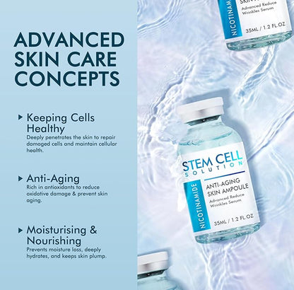 Stem Cell Serum for Face, Anti Aging Microneedling Serum Uses with or without Micro Needling, Smooths Wrinkles and Moisturizes Skin