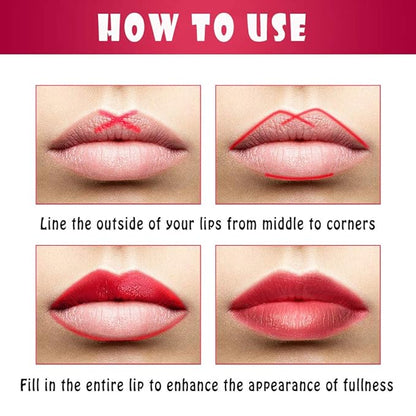 Matte Lip Liner Pencil Set - 12 Assorted Colors Natural Lip Makeup Soft Pencils Waterproof and Long Lasting Velvet Lip Liners (red, pink, rose, plum, peach, cherry, dark brown etc)