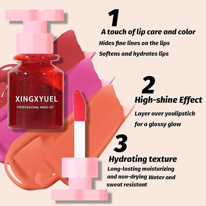 2PCS Lip Tint Lip Stain Set, Velvet Lip Gloss Water Lip Tint Stain Multipurpose Liquid Lipstick Lip Stain Long Lasting Waterproof, Non-Sticky, Lip & Cheek Tint Tinta Para Labios Lip makeup - Set B