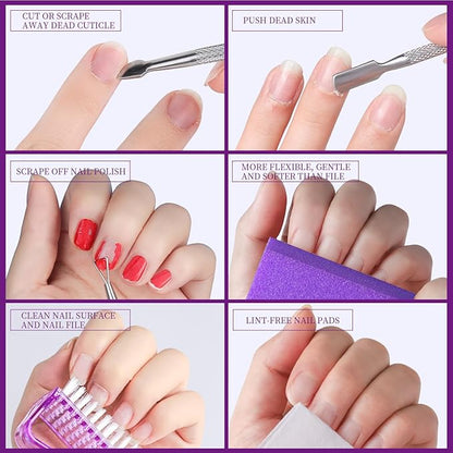 Teenitor Nail Files and Buffers, Cuticle Remover, Nail Care Kit, Nail File, Cuticle Softener, Cuticle Oil, Cuticle Pusher, Cuticle Peeler Scraper, Cuticle Remover Liquid, Nail File Kit Lavender