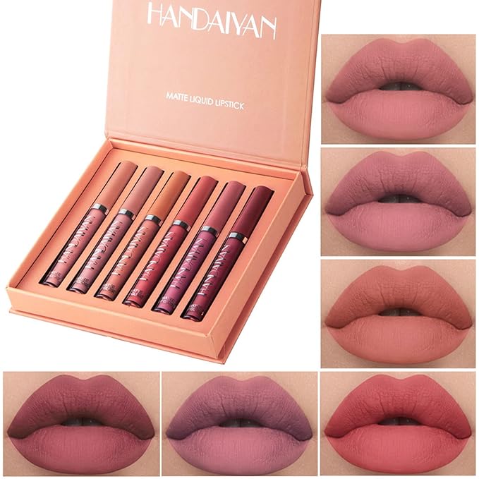 6pcs Matte Liquid Lipstick Set, Nude Lipsticks Makeup Gloss