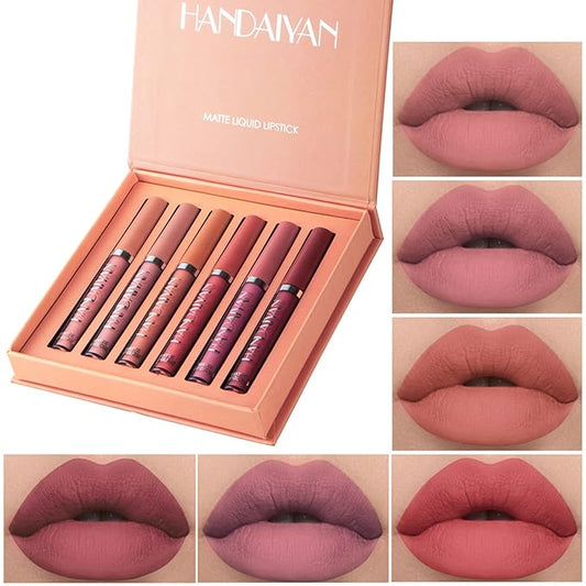 6pcs Matte Liquid Lipstick Set, Nude Lipsticks Makeup Gloss