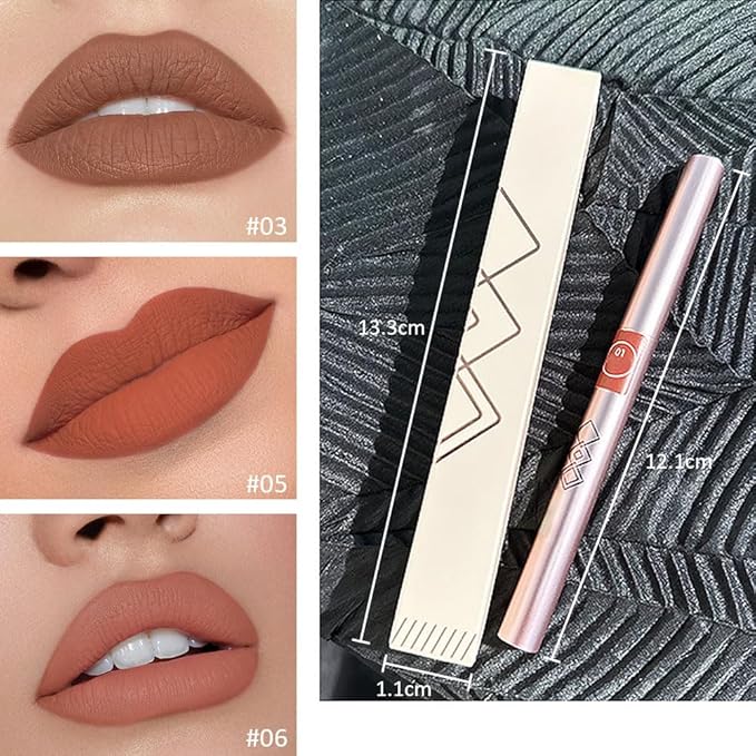 3pcs Matte Brown Retractable Lip Liner Pencil Lipstick Long