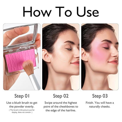 KYDA Pink Blush Powder, Make Up Pink Face Lightweight Texture