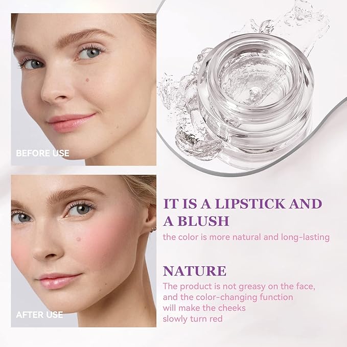 Color Changing Blush Lip Gloss For Lips Cheeks,Can Changing