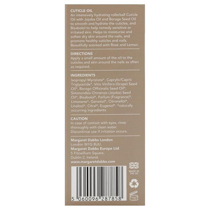 Margaret Dabbs London Pure Cuticle Oil Fast Absorbing Rollerball Oil to Restore Healthy Cuticles with Jojoba Oil and Borage Seed Oil 10ml