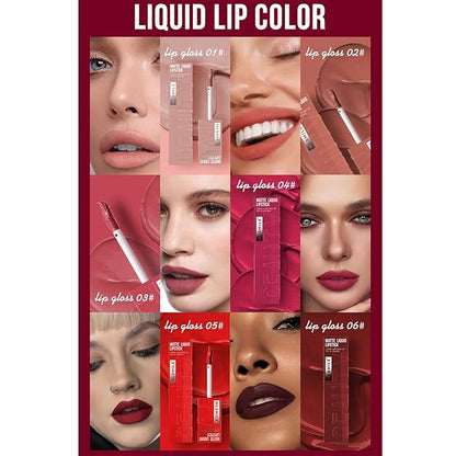 Matte Liquid Lipstick Makeup Set, 3Pcs Long Lasting Long