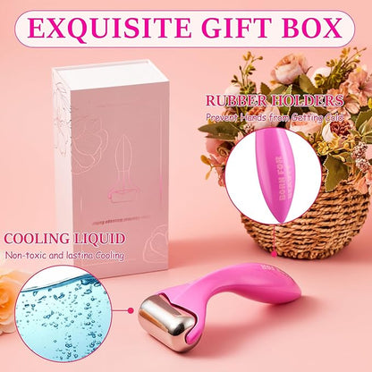 360° Rotating Ice Roller for Face-Stainless Steel Facial Massage Tool for Skin Tightening, Ice Face Roller -Wrinkle Reduction & Dark Circle Relief, Gift for Skincare Enthusiasts.