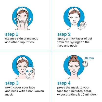 Name Skin Care Korean Carboxy CO2 Therapy Face & Neck Mask Set of 2 - Hydrating Oxygen Carboxytherapy Skincare Sheet Masks - Moisturizing Anti Aging Pore Tightening Brightening Facial Treatment Gel