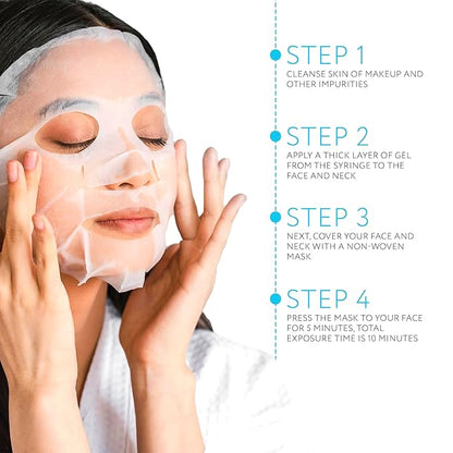 Name Skin Care Korean Carboxy CO2 Therapy Face & Neck Mask Set of 5 - Hydrating Oxygen Carboxytherapy Skincare Sheet Masks - Moisturizing Anti Aging Pore Tightening Brightening Facial Treatment Gel
