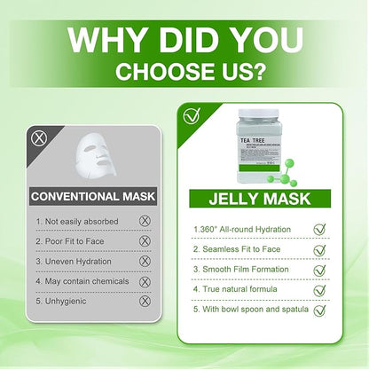 Jelly Mask for Facials Professional, Hydrating & Moisturizing Peel-Off Natural Gel Face Mask SkinCare, Professional Spa Use Jelly Face Masks, Deep Hydration & Glow 23 Fl Oz (Tea Tree)
