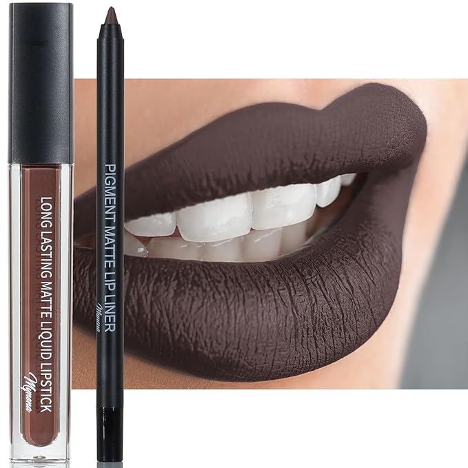 Mynena Dark Brown Matte Liquid Lipstick & Liner Lipstick