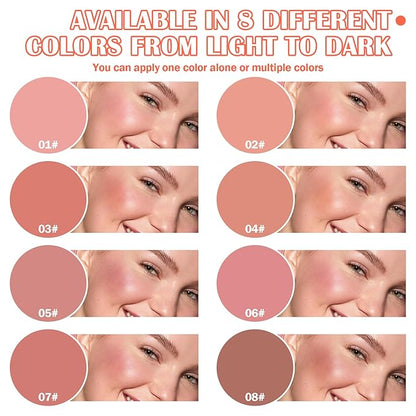 8 Colors Blush Palette,Shimmer Silky Matte Blush Powder