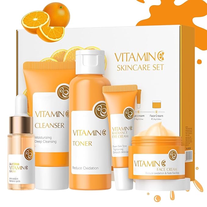 Vitamin C Skincare Set, 5Pcs Skincare Moisturizing