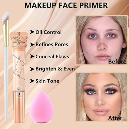 Air Cushion Foundation Beauty Kit,Matte Concealer Foundation Liquid -01 Ivory