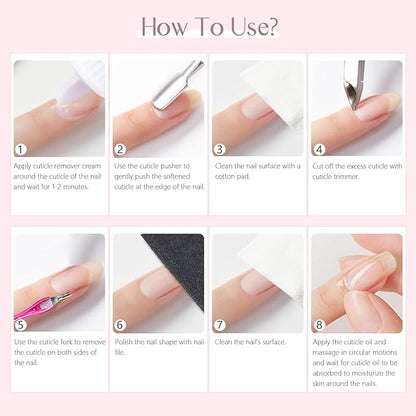 SAVILAND Cuticle Remover and Cuticle Oil Kit – Nail Care Kit with Cuticle Remover Liquid & 1.01 oz Cuticle Oil Cuticle Trimmer for Cuticle Softener & Moisturize Manicure Kit for Home Use