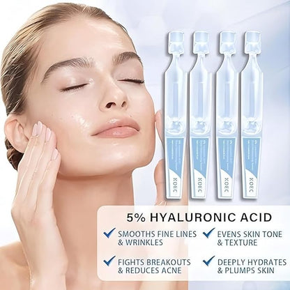 30 Pcs 5% Hyaluronic Acid Serum Vials (1.5ml Each), 5% Ultra-Hydrating Anti-Aging Face Serum for Women & Men, Deep Moisture, Wrinkle Reduction & Plumping, Portable Single-Use Tubes for Travel