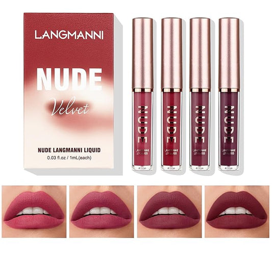 LANGMANNI Matte Liquid Lipstick Makeup Set Velvety Liquid LANGMANNI