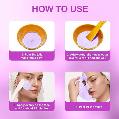 Jelly Mask for Facials Professional Natural Gel Face Masks, Hyaluronic acid Hydrating Rubber Mask Jar Face Mask SkinCare 23 Fl Oz (Lavender)